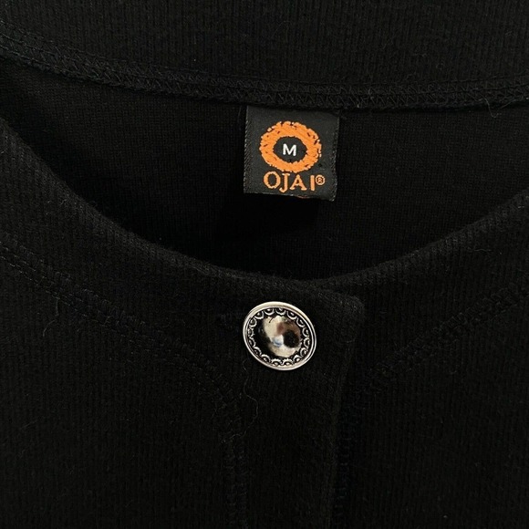 Vintage Y2K Ojai Black Jacket Sz M Thick Soft Knit Silver Buttons Made In Peru - Picture 3 of 9